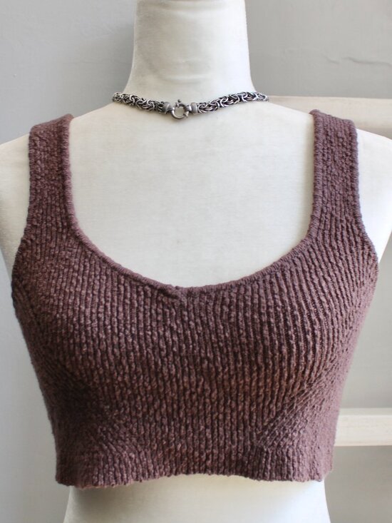 Urban Outfitters Tops - Urban Outfitters Textured Crochet Brown Cropped Tank Top Size Large